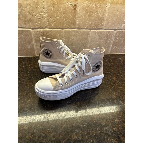 Converse Chuck Taylor All Star Move Hi Platform Beige Sneakers Women’s 7 EUC - Picture 4 of 8